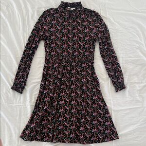 Boden Floral Black Stretch Jersey Dress